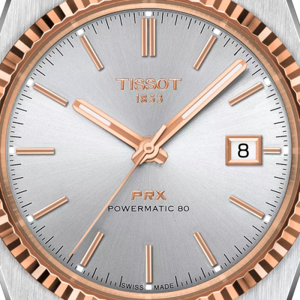 Montre Tissot PRX Powermatic 80 Bracelet Acier Lunette Or Rose 18K