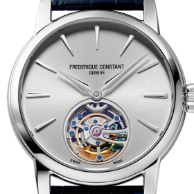 Montre Frederique Constant Classic Tourbillon Manufacture automatique cadran argenté bracelet cuir 39 mm
