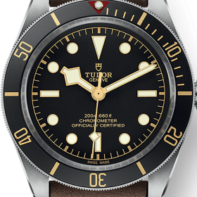 MONTRE HOMME TUDOR BLACK BAY FIFTY-EIGHT NOIR BRACELET EN CUIR BRUN