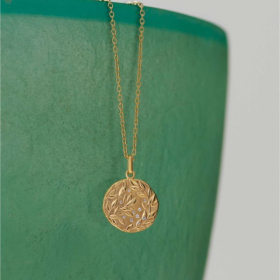 Médaille Arthus Bertand 21mm Daphné Diamant Or Jaune Sablé