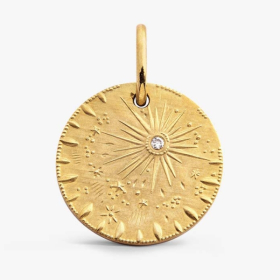 Médaille Arthus Bertrand 18mm Pluie d'Etoiles Or Jaune Diamant