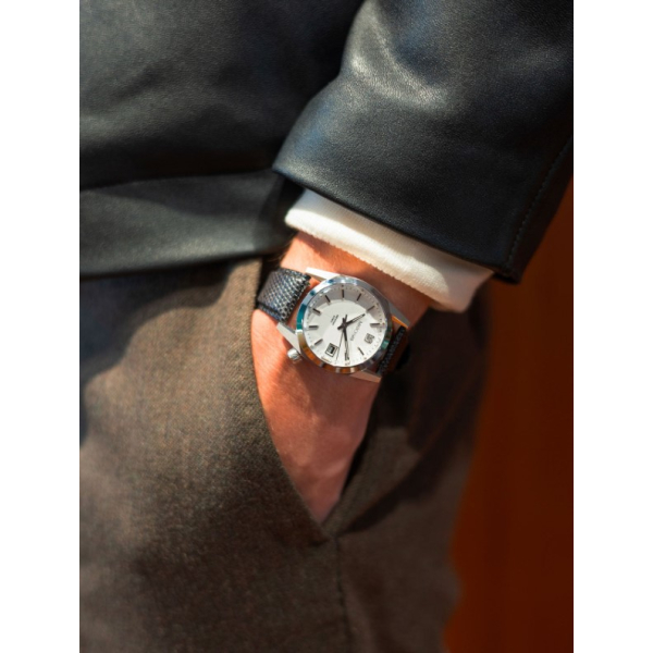 Montre MARCH LA.B AM69 Automatique Cadran White Bracelet Lézard Noir