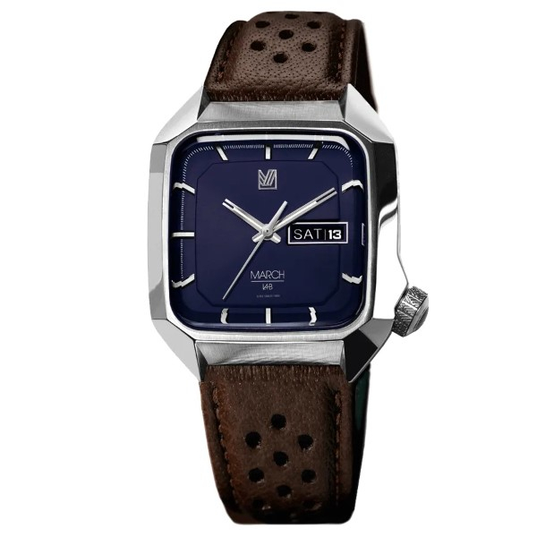 Montre MARCH LA.B AM2 Electrique 39mm Cadran Ocean Bracelet Buffle Perforé Marron