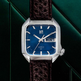 Montre MARCH LA.B AM2 Electrique 39mm Cadran Ocean Bracelet Buffle Perforé Marron