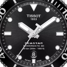 Montre Tissot Seastar 1000 Powermatic 80 Cadran Noir Bracelet Acier 43mm
