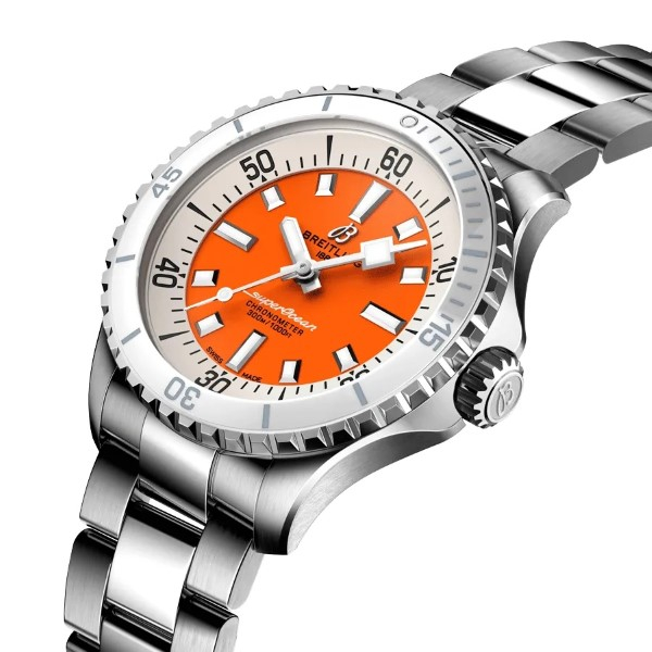 Montre Breitling Superocean Automatic 36 Cadran Orange Bracelet Métal