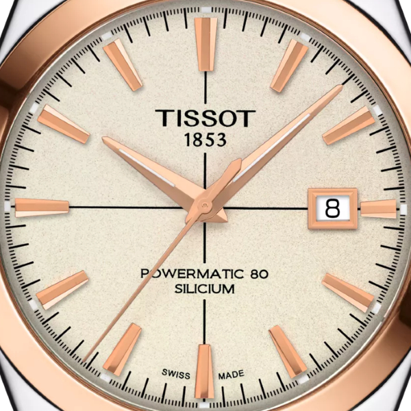 Montre Tissot Gentleman Powermatic 80 Silicium Solid 18K Gold bezel Bracelet Cuir