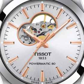 Montre Tissot Gentleman Powermatic 80 Open Heart Cadan Argent
