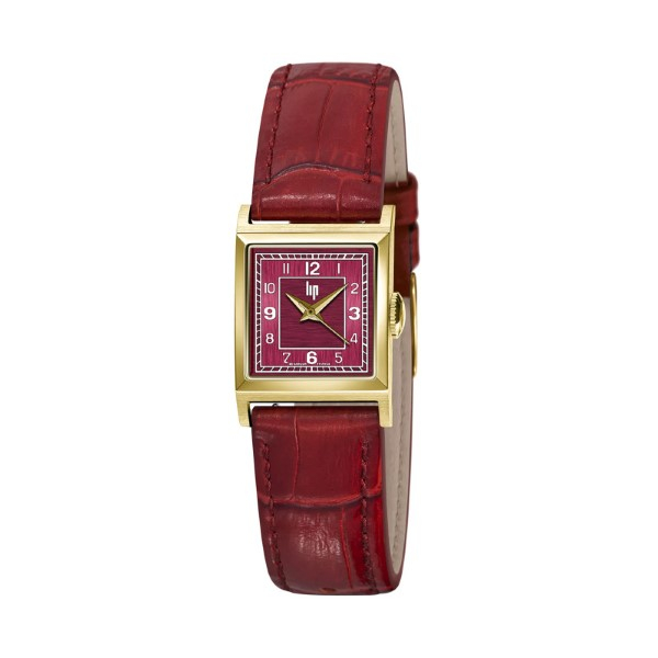 Montre LIP Churchill C18 Dorée Bracelet Cuir Rouge