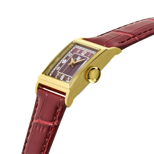 Montre LIP Churchill C18 Dorée Bracelet Cuir Rouge