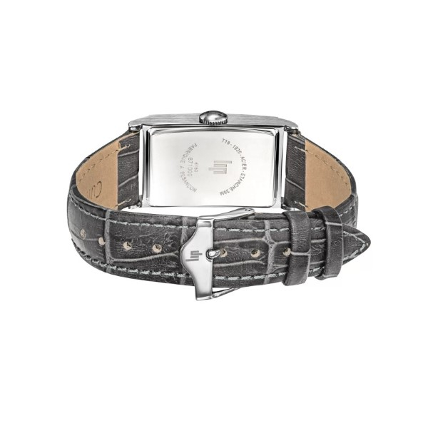 Montre LIP T18 Cadran argenté bracelet cuir véritable bovin gris