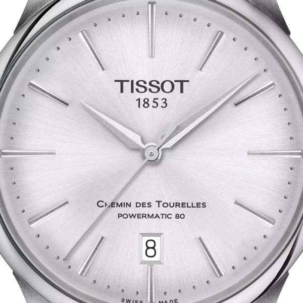 Montre Tissot Chemin des Tourelles Powermatic 80 Cadran Argent Bracelet Acier