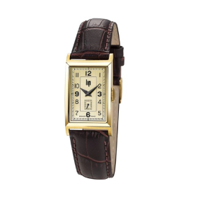 Montre LIP T18 Cadran doré bracelet cuir véritable bovin marron