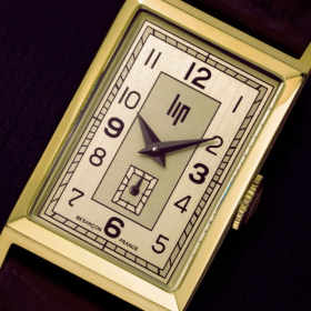 Montre LIP T18 Cadran doré bracelet cuir véritable bovin marron