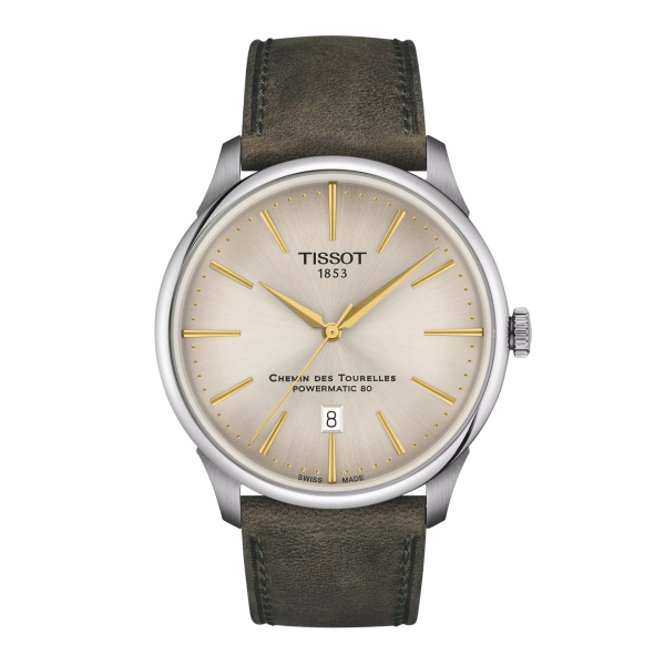 Montre Tissot Chemin des Tourelles Powermatic 80 Bracelet Cuir Vert