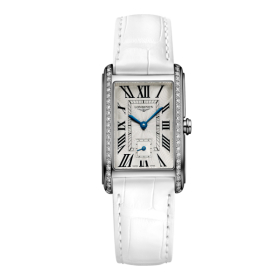 Montre Longines DolceVita Cadran Argenté Serti Bracelet Cuir