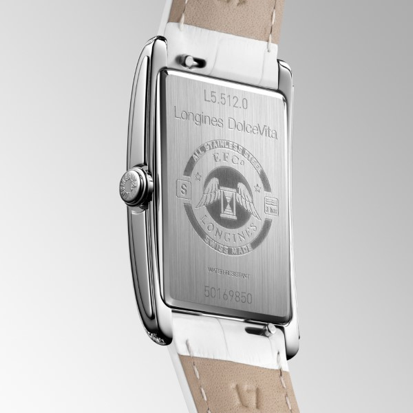Montre Longines DolceVita Cadran Argenté Serti Bracelet Cuir