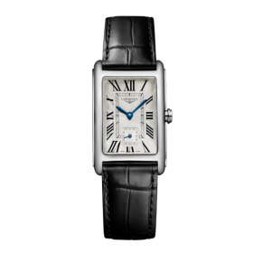 Montre Longines DolceVita Cadran Argenté Flinqué Bracelet Cuir Noir