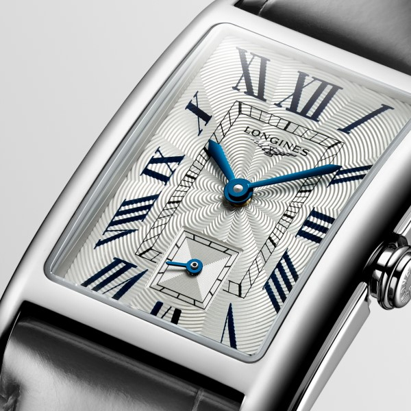 Montre Longines DolceVita Cadran Argenté Flinqué Bracelet Cuir Gris