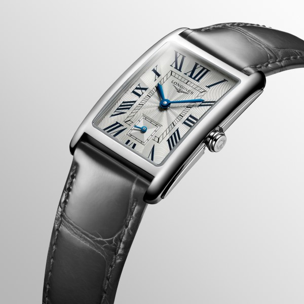 Montre Longines DolceVita Cadran Argenté Flinqué Bracelet Cuir Gris
