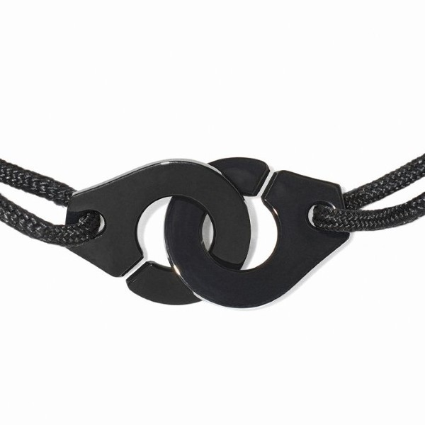 Bracelet Dinh Van Menottes R15 sur cordon Titane noir