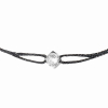 Bracelet Dinh Van Le Cube Diamant sur cordon Or Blanc Diamant 0.07 carat