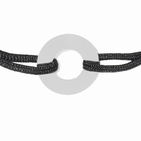 Bracelet Cible Dinh Van Grande Taille 16 mm Or Blanc sur cordon