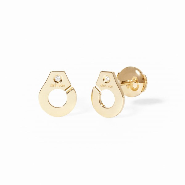 Puces d'Oreilles Menottes Dinh Van R 7.5 or jaune 2 diamants