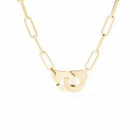 Collier Dinh Van Menottes R8 1/2 diamants or jaune sur chaîne
