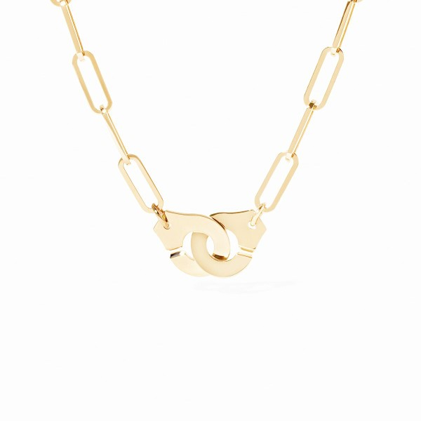 Collier Dinh Van Menottes R8 1/2 diamants or jaune sur chaîne