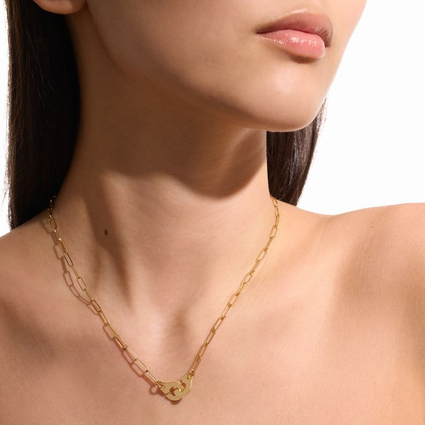 Collier Dinh Van Menottes R8 1/2 diamants or jaune sur chaîne