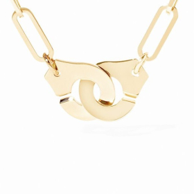 Collier Dinh Van Menottes R8 1/2 diamants or jaune sur chaîne