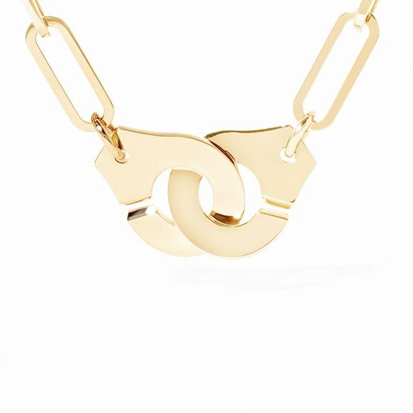 Collier Dinh Van Menottes R8 1/2 diamants or jaune sur chaîne