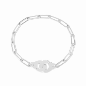 Bracelet Dinh Van Menottes R12 or blanc sur chaîne