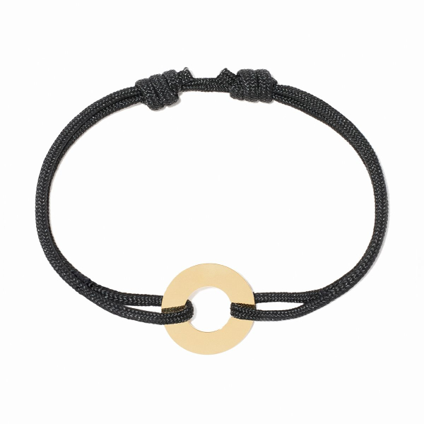 Bracelet Cible Dinh Van Grande Taille 16 mm Or Jaune sur cordon