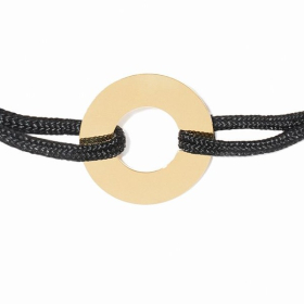 Bracelet Cible Dinh Van Grande Taille 16 mm Or Jaune sur cordon