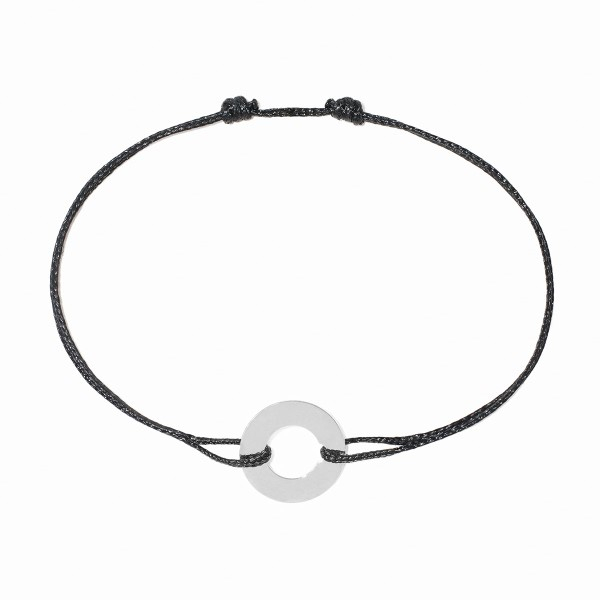 Bracelet Cible Dinh Van Or Blanc 12 mm sur cordon