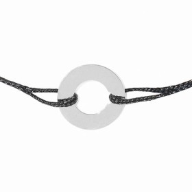 Bracelet Cible Dinh Van Or Blanc 12 mm sur cordon