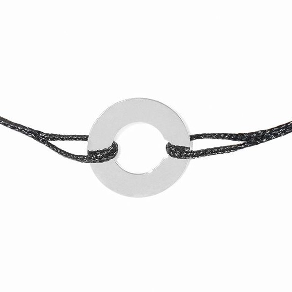 Bracelet Cible Dinh Van Or Blanc 12 mm sur cordon