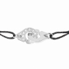 Bracelet Dinh Van Menottes R8 Or Blanc 1/2 Diamants sur cordon