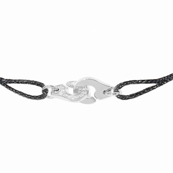 Bracelet Dinh Van Menottes R6,5 cordon or blanc & diamants