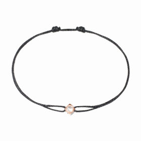Bracelet Dinh Van Le Cube Diamant sur cordon Or Rose Diamant 0.07 carat