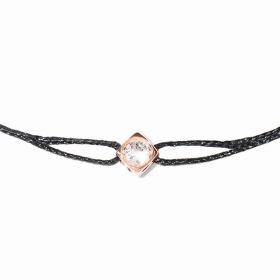 Bracelet Dinh Van Le Cube Diamant sur cordon Or Rose Diamant 0.07 carat
