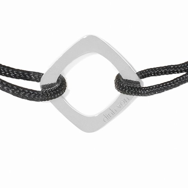 Bracelet Dinh Van sur cordon Impression Grand modèle Or Blanc