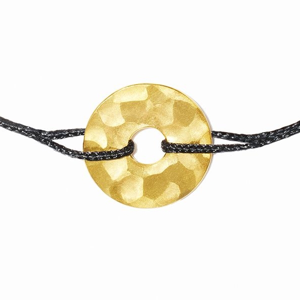 Bracelet Dinh Van Pi Grand modèle Or Jaunesur cordon noir.