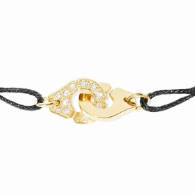 Bracelet Dinh Van Cordon Menottes R8 Or Jaune 1/2 Diamants
