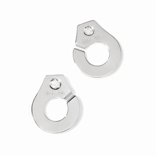 Puces d'Oreilles Menottes Dinh Van R 7.5 or blanc 2 diamants