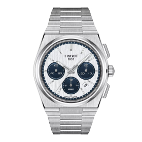 Montre Tissot PRX Automatic Chronograph Cadran Blanc Bracelet Acier