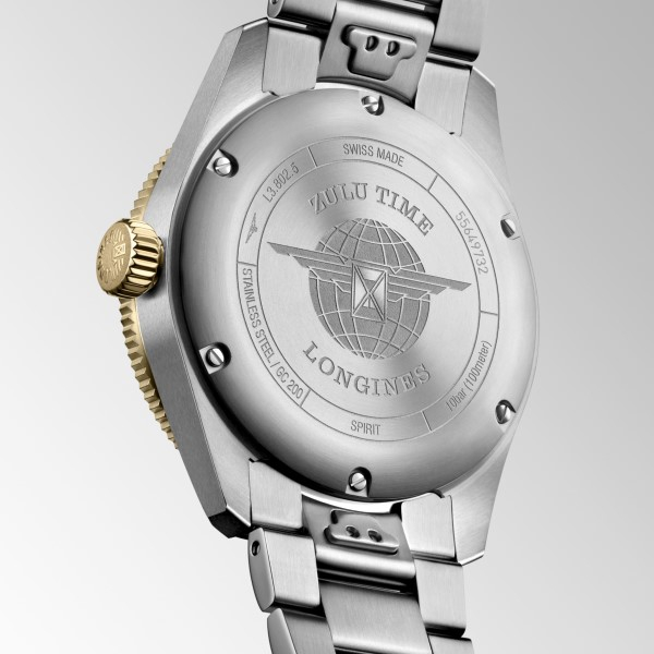 Montre Longines Spirit Zulu Time 39mm Bracelet Acier Aiguilles Dorées