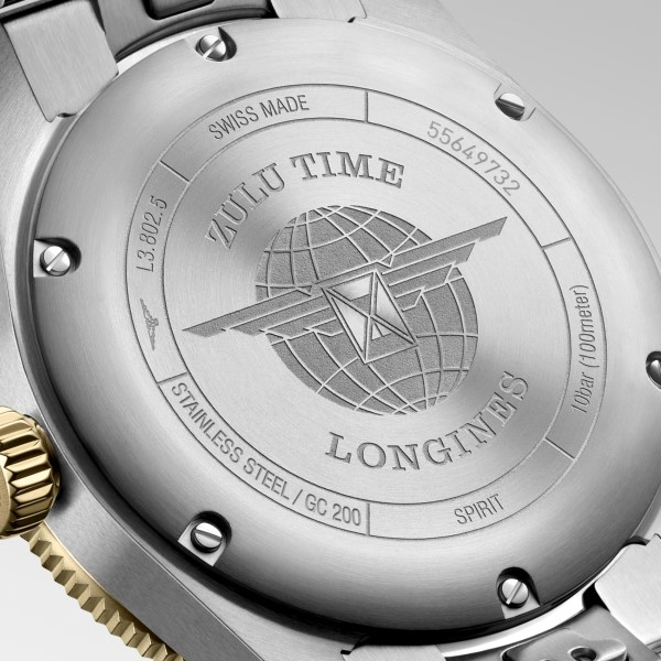 Montre Longines Spirit Zulu Time 39mm Bracelet Acier Aiguilles Dorées
